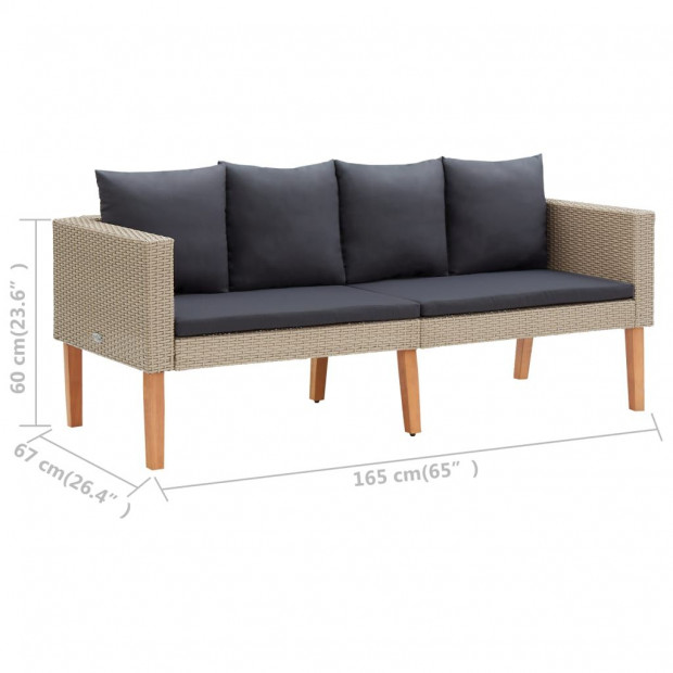 2-seater Garden Sofa With Cushions Poly Rattan Beige Image 8