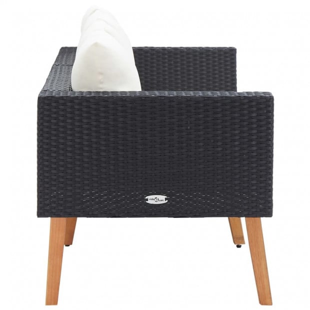 2-seater Garden Sofa With Cushions Poly Rattan Black Image 3