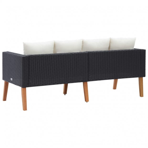 2-seater Garden Sofa With Cushions Poly Rattan Black Image 4