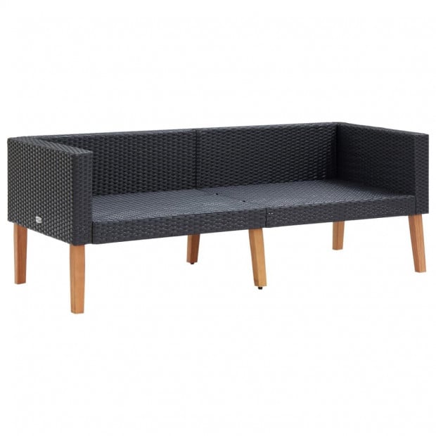 2-seater Garden Sofa With Cushions Poly Rattan Black Image 5