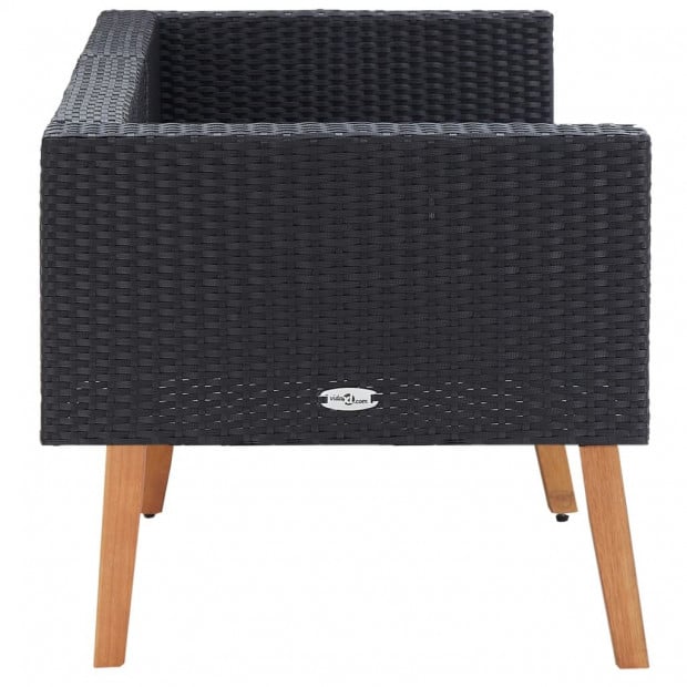 2-seater Garden Sofa With Cushions Poly Rattan Black Image 6