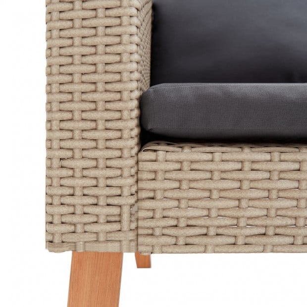 3 Piece Garden Lounge Set With Cushions Poly Rattan Beige Image 7