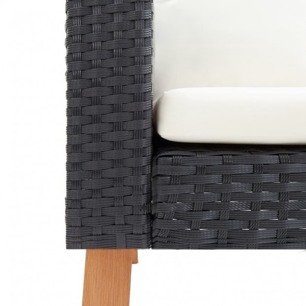 3 Piece Garden Lounge Set With Cushions Poly Rattan Black Image 7