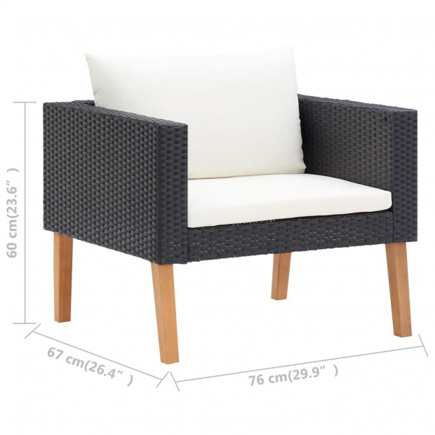 3 Piece Garden Lounge Set With Cushions Poly Rattan Black Image 9