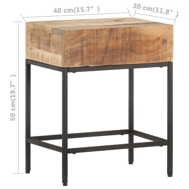 Side Table 40x30x50 Cm Solid Rough Mango Wood Image 5