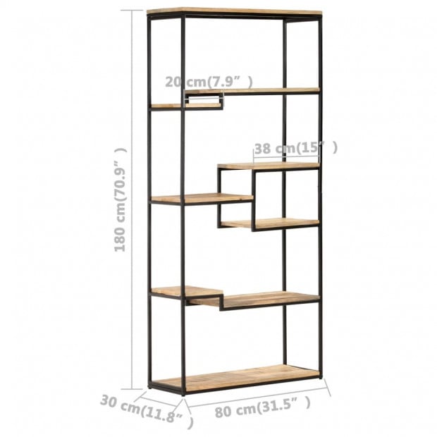 Bookcase 80x30x180 Cm Rough Mango Wood Image 6