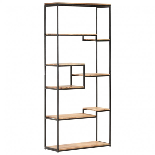 Bookcase 80x30x180 Cm Solid Acacia Wood Image 11