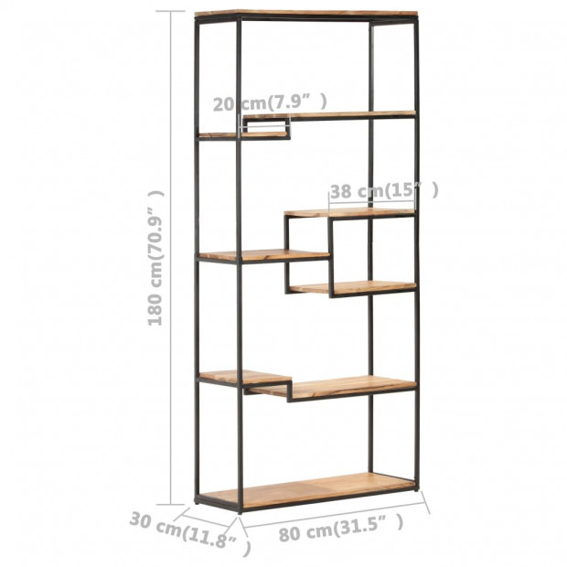 Bookcase 80x30x180 Cm Solid Acacia Wood Image 6