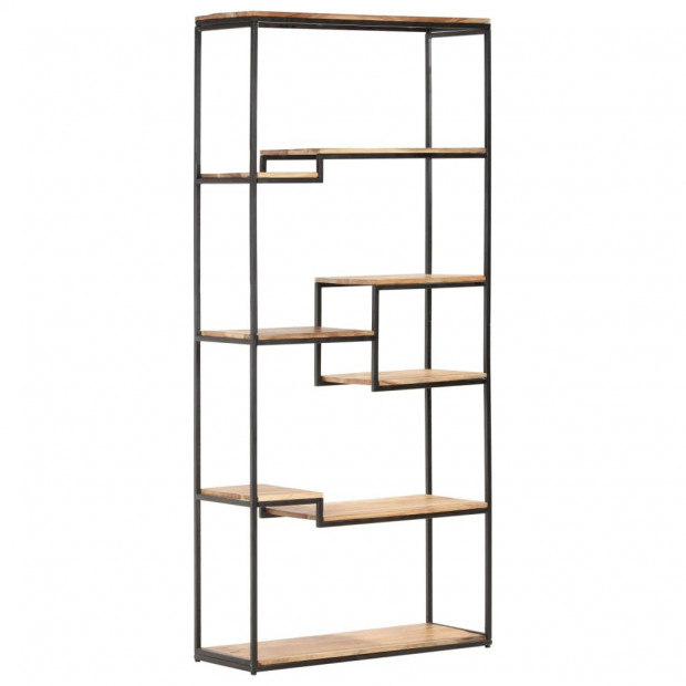 Bookcase 80x30x180 Cm Solid Acacia Wood Image 8