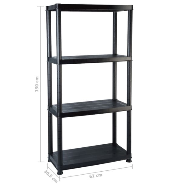 Storage Shelf 4-tier Black 61 x 30.5 x 130cm Plastic Image 7