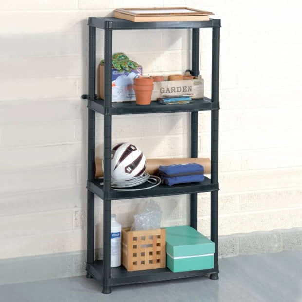 Storage Shelf 4-tier Black 61 x 30.5 x 130cm Plastic Image 2