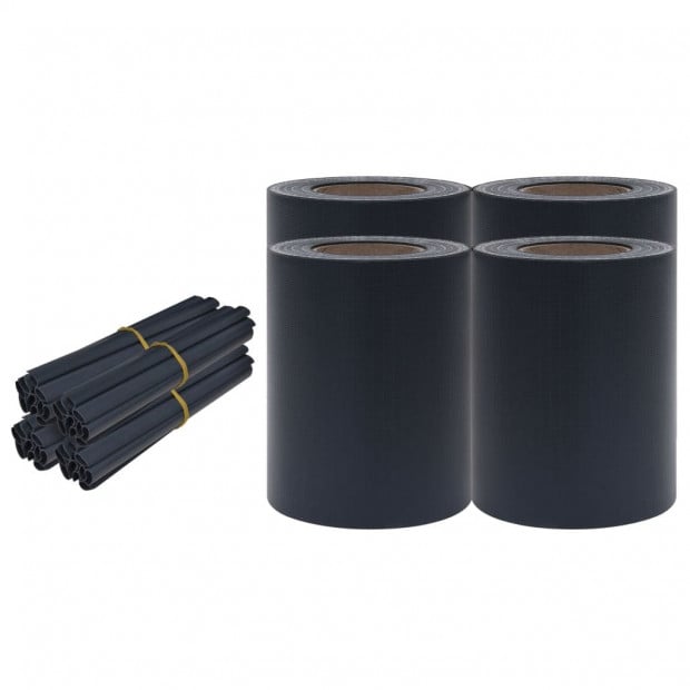 Garden Privacy Screens 4 Pcs Pvc 35x0.19m Matte Dark Grey Image 2