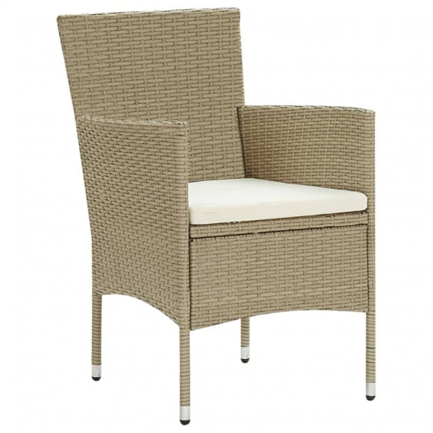Garden Dining Chairs 2 Pcs Poly Rattan Beige Image 2