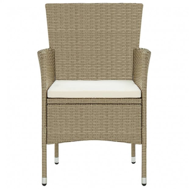 Garden Dining Chairs 2 Pcs Poly Rattan Beige Image 3