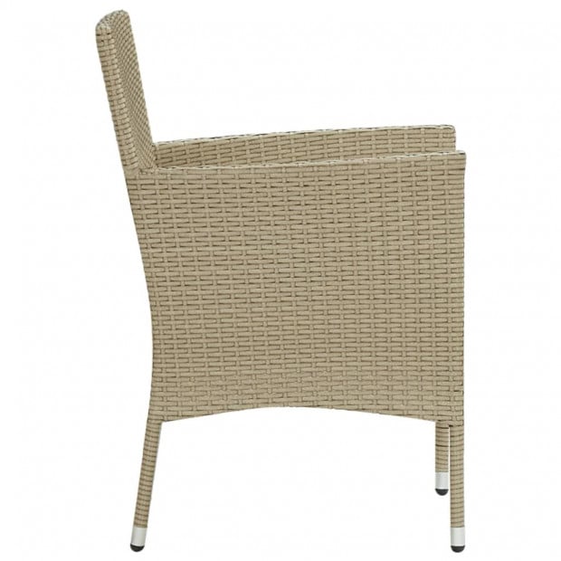 Garden Dining Chairs 2 Pcs Poly Rattan Beige Image 4