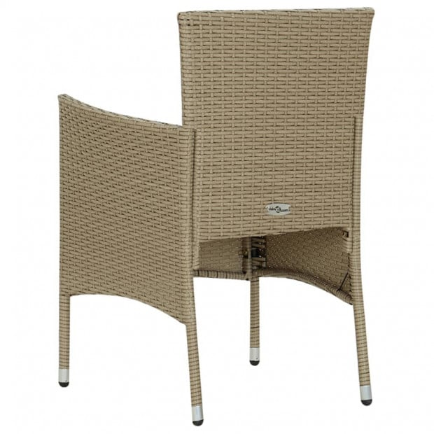 Garden Dining Chairs 2 Pcs Poly Rattan Beige Image 5