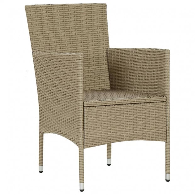 Garden Dining Chairs 2 Pcs Poly Rattan Beige Image 6