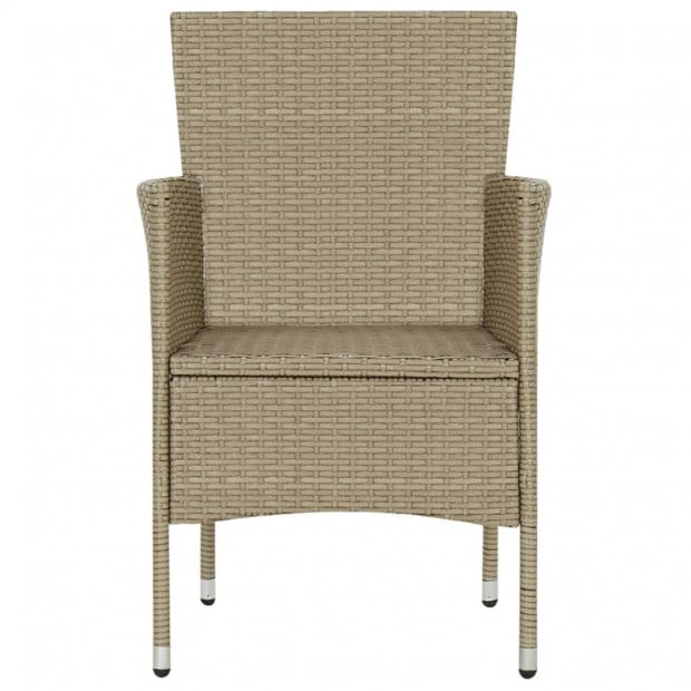 Garden Dining Chairs 2 Pcs Poly Rattan Beige Image 7