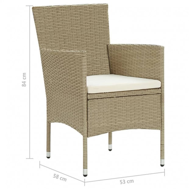 Garden Dining Chairs 2 Pcs Poly Rattan Beige Image 10