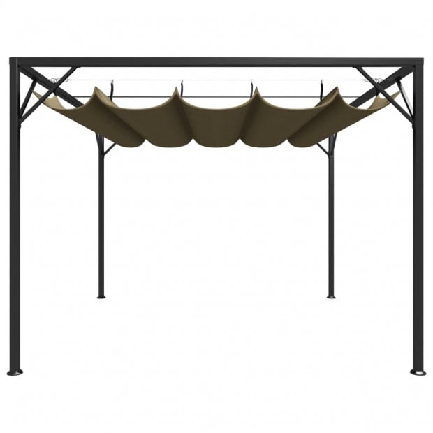 Garden Gazebo With Retractable Roof 3x3 M Taupe 180 Image 2