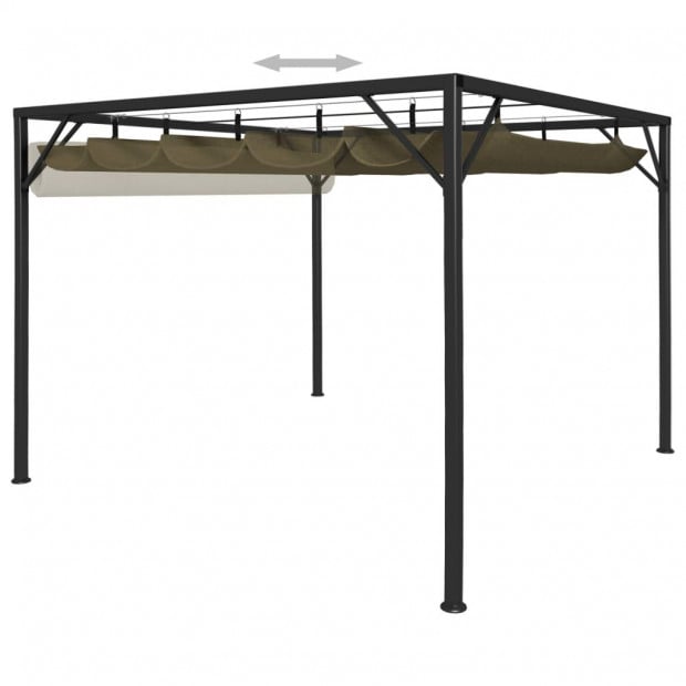 Garden Gazebo With Retractable Roof 3x3 M Taupe 180 Image 6