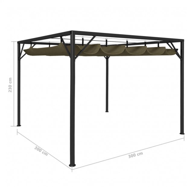 Garden Gazebo With Retractable Roof 3x3 M Taupe 180 Image 8