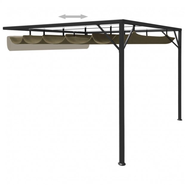 Garden Wall Gazebo With Retractable Roof 3x3 M Taupe Image 2