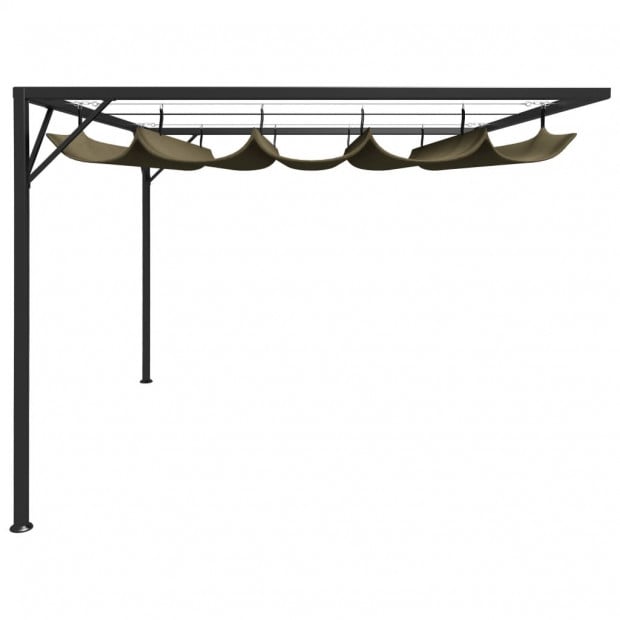 Garden Wall Gazebo With Retractable Roof 3x3 M Taupe Image 3