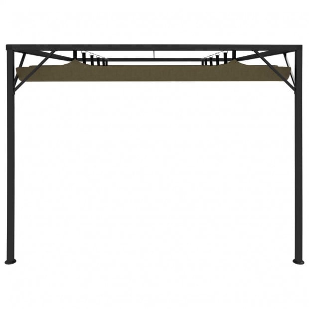 Garden Wall Gazebo With Retractable Roof 3x3 M Taupe Image 4
