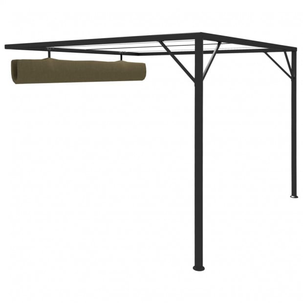 Garden Wall Gazebo With Retractable Roof 3x3 M Taupe Image 5