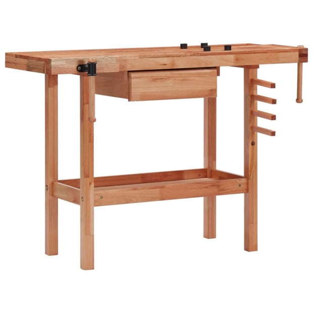 Carpentry Workbench With Drawer And 2 Vices Hardwood Image 2