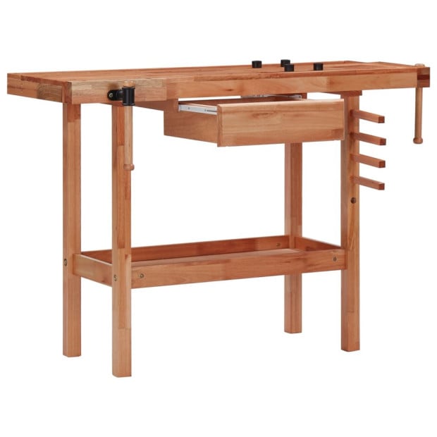 Carpentry Workbench With Drawer And 2 Vices Hardwood Image 3