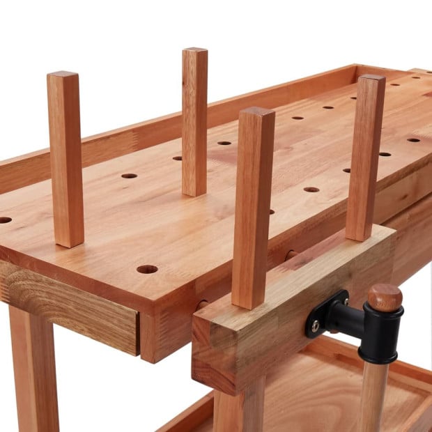 Carpentry Workbench With Drawer And 2 Vices Hardwood Image 8