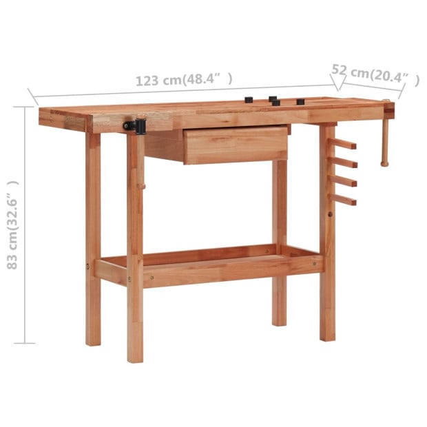 Carpentry Workbench With Drawer And 2 Vices Hardwood Image 10