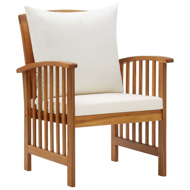 Garden Chairs With Cushions 2 Pcs Solid Acacia Wood Cream White Image 2