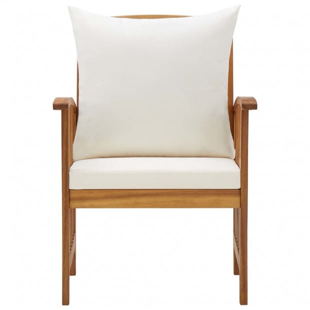 Garden Chairs With Cushions 2 Pcs Solid Acacia Wood Cream White Image 3