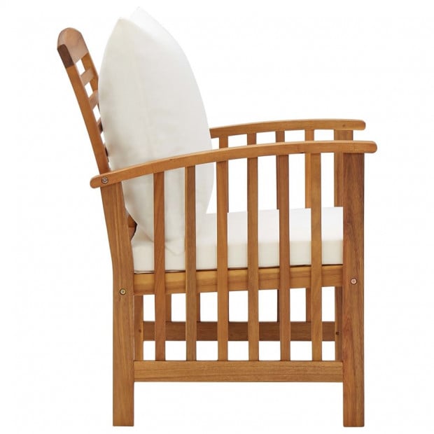 Garden Chairs With Cushions 2 Pcs Solid Acacia Wood Cream White Image 4