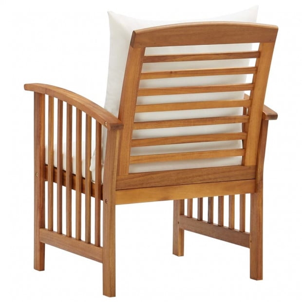 Garden Chairs With Cushions 2 Pcs Solid Acacia Wood Cream White Image 5