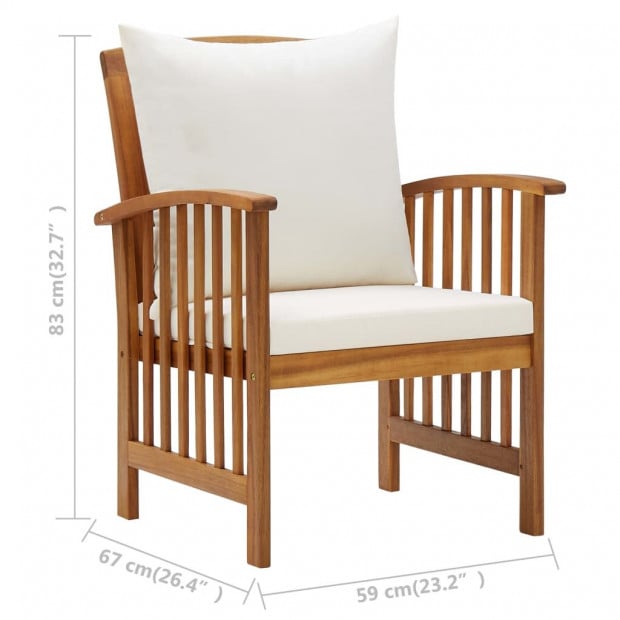 Garden Chairs With Cushions 2 Pcs Solid Acacia Wood Cream White Image 8