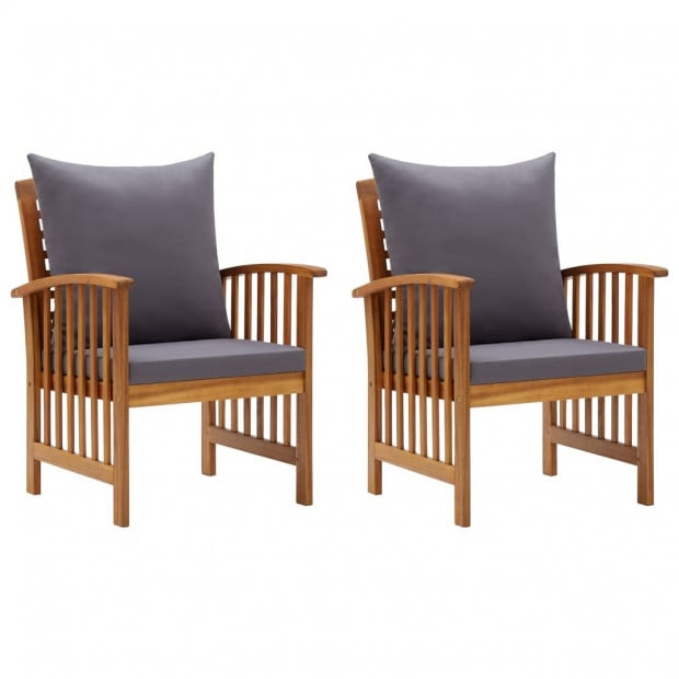 Garden Chairs With Cushions 2 Pcs Solid Acacia Wood Dark Grey