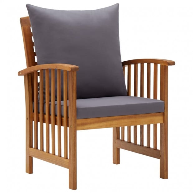 Garden Chairs With Cushions 2 Pcs Solid Acacia Wood Dark Grey Image 2