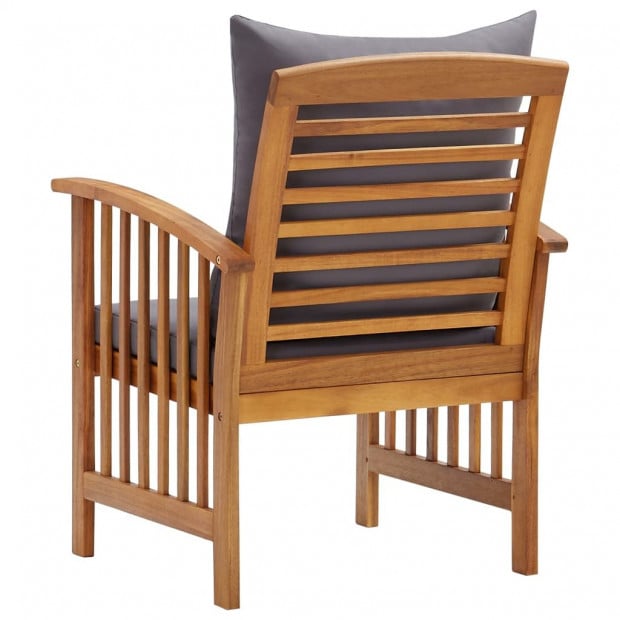 Garden Chairs With Cushions 2 Pcs Solid Acacia Wood Dark Grey Image 5