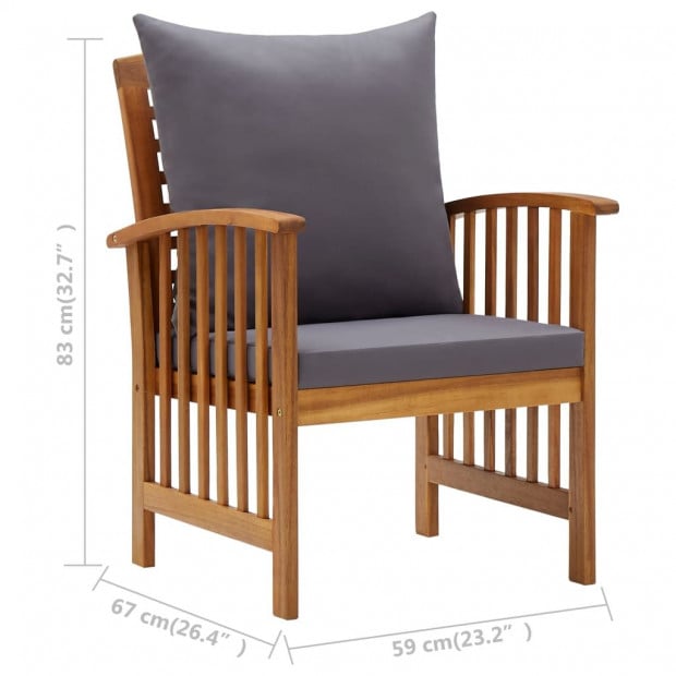 Garden Chairs With Cushions 2 Pcs Solid Acacia Wood Dark Grey Image 8