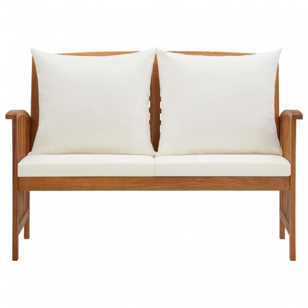 Garden Bench With Cushions 119 Cm Solid Acacia Wood Image 2