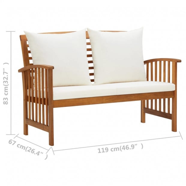 Garden Bench With Cushions 119 Cm Solid Acacia Wood Image 7