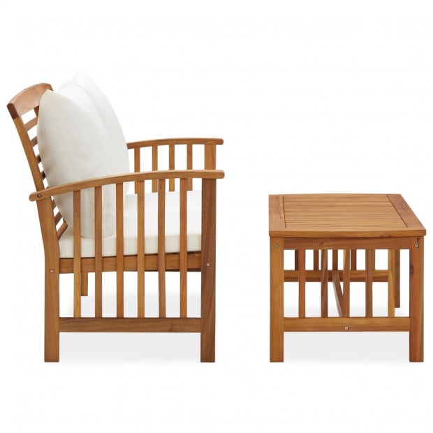 2 Piece Garden Lounge Set With Cushions Solid Acacia Wood Image 2