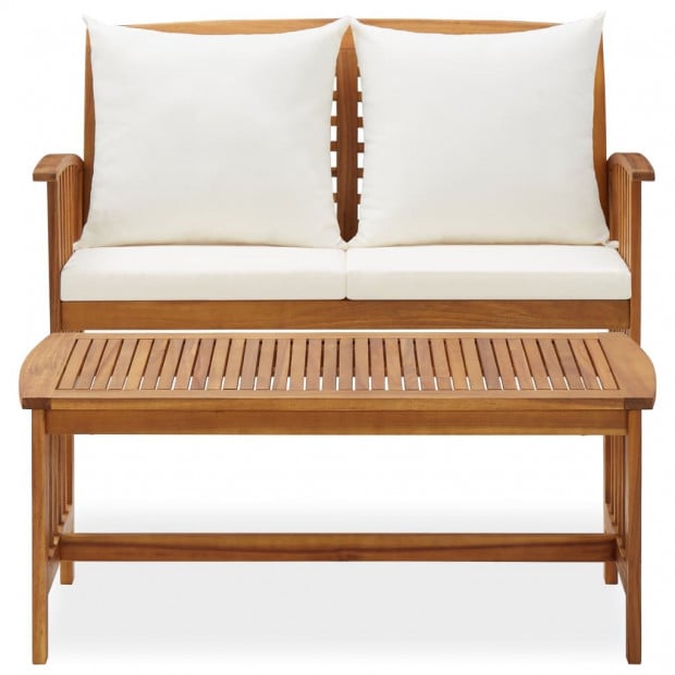 2 Piece Garden Lounge Set With Cushions Solid Acacia Wood Image 3