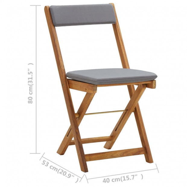 3 Piece Folding Bistro Set With Cushions Acacia Wood Image 11