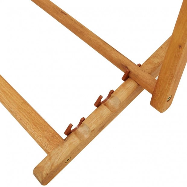 Folding Beach Chair Solid Eucalyptus Wood And Fabric Black Image 8