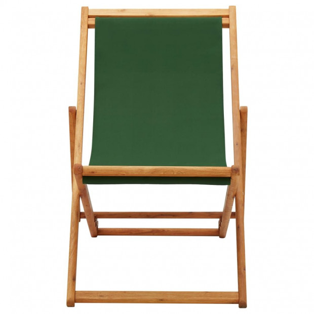 Folding Beach Chair Eucalyptus Wood And Fabric Green Image 2